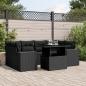 Preview: ARDEBO.de - 7-tlg. Garten-Sofagarnitur mit Kissen Schwarz Poly Rattan