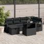 Preview: ARDEBO.de - 7-tlg. Garten-Sofagarnitur mit Kissen Schwarz Poly Rattan