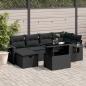 Preview: 7-tlg. Garten-Sofagarnitur mit Kissen Schwarz Poly Rattan