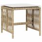 Preview: Gartenhocker mit Kissen 4 Stk. Beige 41x41x36 cm Poly Rattan