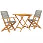 Preview: 3-tlg. Bistro-Set Grau Poly Rattan und Massivholz