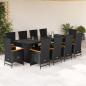 Preview: ARDEBO.de - 11-tlg. Garten-Essgruppe mit Kissen Schwarz Poly Rattan