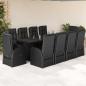 Preview: ARDEBO.de - 11-tlg. Garten-Essgruppe mit Kissen Schwarz Poly Rattan