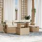 Preview: ARDEBO.de - 6-tlg. Garten-Sofagarnitur mit Kissen Beige Poly Rattan