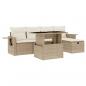 Preview: 6-tlg. Garten-Sofagarnitur mit Kissen Beige Poly Rattan