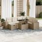 Preview: ARDEBO.de - 8-tlg. Garten-Sofagarnitur mit Kissen Beige Poly Rattan