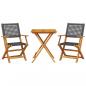 Preview: 3-tlg. Bistro-Set Schwarz Poly Rattan und Massivholz