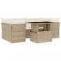 Preview: 7-tlg. Garten-Sofagarnitur mit Kissen Beige Poly Rattan