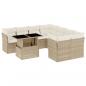 Preview: 9-tlg. Garten-Sofagarnitur mit Kissen Beige Poly Rattan