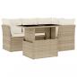 Preview: 5-tlg. Garten-Sofagarnitur mit Kissen Beige Poly Rattan