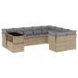 Preview: 10-tlg. Garten-Sofagarnitur mit Kissen Beige Poly Rattan