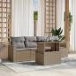 Preview: ARDEBO.de - 5-tlg. Garten-Sofagarnitur mit Kissen Beige Poly Rattan