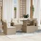 Preview: ARDEBO.de - 6-tlg. Garten-Sofagarnitur mit Kissen Beige Poly Rattan