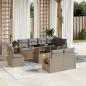 Preview: ARDEBO.de - 9-tlg. Garten-Sofagarnitur mit Kissen Beige Poly Rattan