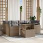 Preview: ARDEBO.de - 7-tlg. Garten-Sofagarnitur mit Kissen Beige Poly Rattan