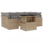 Preview: 7-tlg. Garten-Sofagarnitur mit Kissen Beige Poly Rattan