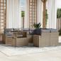 Preview: ARDEBO.de - 9-tlg. Garten-Sofagarnitur mit Kissen Beige Poly Rattan