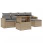 Preview: 6-tlg. Garten-Sofagarnitur mit Kissen Beige Poly Rattan