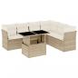 Preview: 7-tlg. Garten-Sofagarnitur mit Kissen Beige Poly Rattan