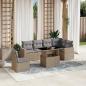 Preview: ARDEBO.de - 7-tlg. Garten-Sofagarnitur mit Kissen Beige Poly Rattan