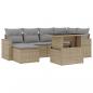 Preview: 7-tlg. Garten-Sofagarnitur mit Kissen Beige Poly Rattan