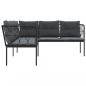 Preview: Gartensofa in L-Form mit Kissen Schwarz Stahl und Textilene