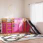 Preview: Etagenbett mit Rutsche und Gardinen Rosa 90x190 cm