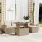 Preview: ARDEBO.de - 6-tlg. Garten-Sofagarnitur mit Kissen Beige Poly Rattan