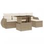 Preview: 6-tlg. Garten-Sofagarnitur mit Kissen Beige Poly Rattan