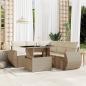 Preview: ARDEBO.de - 6-tlg. Garten-Sofagarnitur mit Kissen Beige Poly Rattan