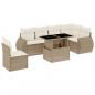 Preview: 7-tlg. Garten-Sofagarnitur mit Kissen Beige Poly Rattan