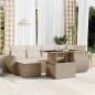 Preview: ARDEBO.de - 7-tlg. Garten-Sofagarnitur mit Kissen Beige Poly Rattan