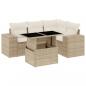 Preview: 5-tlg. Garten-Sofagarnitur mit Kissen Beige Poly Rattan