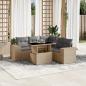 Preview: ARDEBO.de - 6-tlg. Garten-Sofagarnitur mit Kissen Beige Poly Rattan