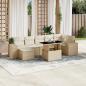 Preview: ARDEBO.de - 8-tlg. Garten-Sofagarnitur mit Kissen Beige Poly Rattan