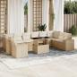 Preview: ARDEBO.de - 11-tlg. Garten-Sofagarnitur mit Kissen Beige Poly Rattan