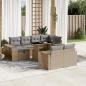 Preview: ARDEBO.de - 11-tlg. Garten-Sofagarnitur mit Kissen Beige Poly Rattan