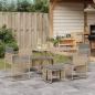 Preview: ARDEBO.de - 7-tlg. Garten-Essgruppe mit Kissen Beige Poly Rattan