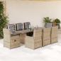 Preview: ARDEBO.de - 9-tlg. Garten-Essgruppe mit Kissen Beige Poly Rattan