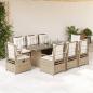 Preview: ARDEBO.de - 9-tlg. Garten-Essgruppe mit Kissen Beige Poly Rattan