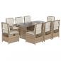 Preview: 9-tlg. Garten-Essgruppe mit Kissen Beige Poly Rattan