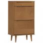 Preview: Schuhschrank MOLDE Braun 59,5x35x103 cm Massivholz Kiefer