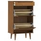 Preview: Schuhschrank MOLDE Braun 59,5x35x103 cm Massivholz Kiefer