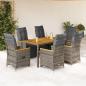 Preview: ARDEBO.de - 7-tlg. Garten-Bistro-Set mit Kissen Grau Poly Rattan