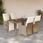 Preview: ARDEBO.de - 5-tlg. Garten-Bistro-Set mit Kissen Beige Poly Rattan