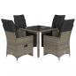 Preview: 5-tlg. Garten-Bistro-Set mit Kissen Grau Poly Rattan