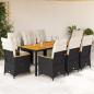 Preview: ARDEBO.de - 9-tlg. Garten-Bistro-Set mit Kissen Schwarz Poly Rattan