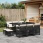 Preview: ARDEBO.de - 11-tlg. Garten-Essgruppe mit Kissen Schwarz Poly Rattan