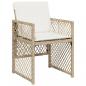 Preview: 15-tlg. Garten-Essgruppe mit Kissen Beige Poly Rattan