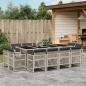 Preview: ARDEBO.de - 13-tlg. Garten-Essgruppe mit Kissen Hellgrau Poly Rattan